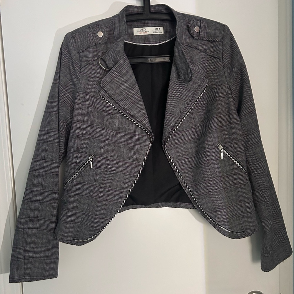 Dex The Suit Shop Women’s Charcoal Checkered Blazer size M